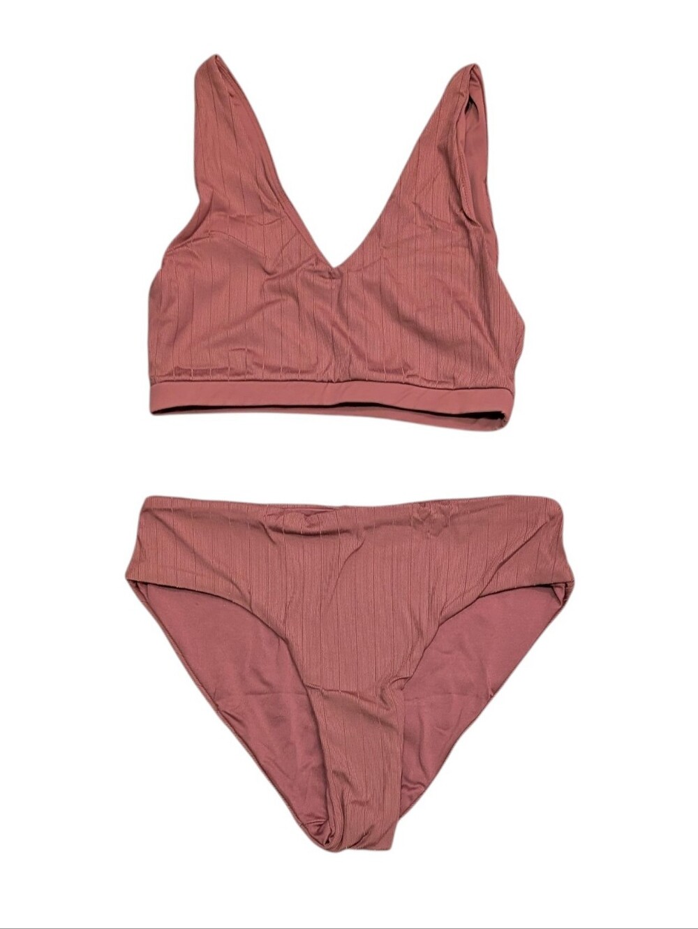 Senita Athletics Ribbed Bikini Marsala Pink Size Medium